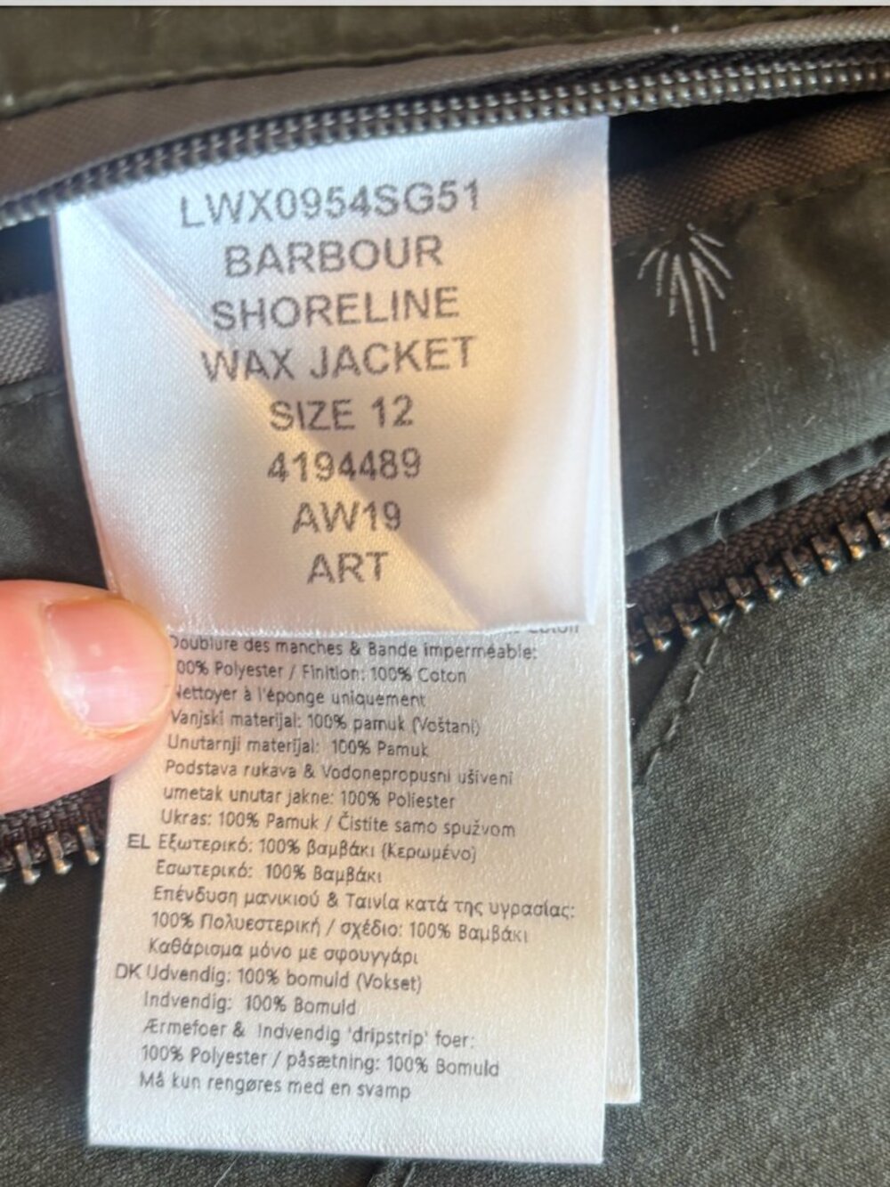 Barbour Shoreline Waxed Jacket Women's US 8 Olive Green - Picture 10 of 13